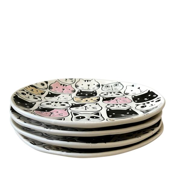 Spectrum Designz KITTY CAT FRIENDS 8in Salad Plate Set of 4 New - Picture 5 of 13